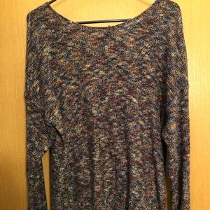 Multi color long sleeve sweater w/ties on the back
